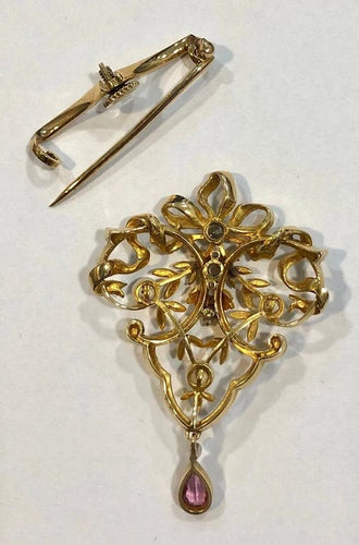 Broche Broche ancienne baroque en or jaune 18k, perles et diamant 58 Facettes