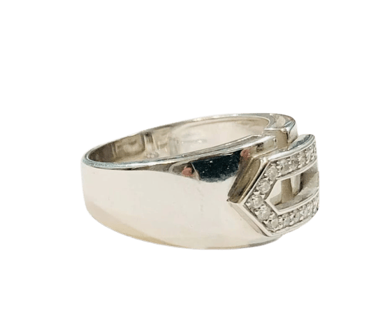 Bague 54 Bague en or blanc 18K pavée de diamants 58 Facettes