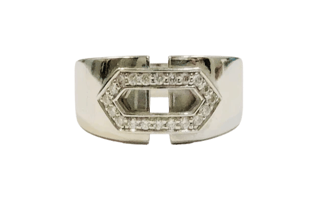Bague 54 Bague en or blanc 18K pavée de diamants 58 Facettes