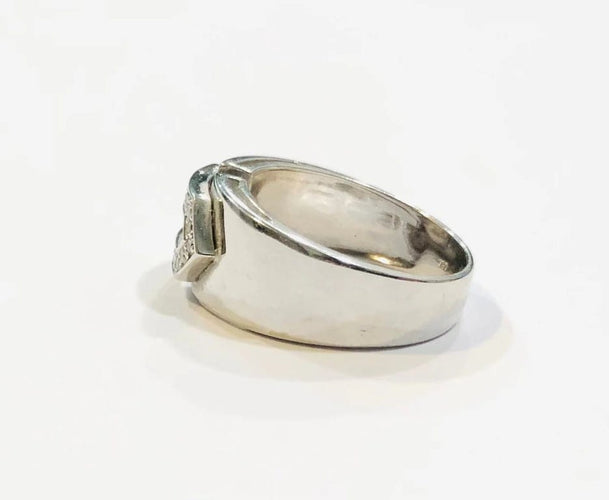 Bague 54 Bague en or blanc 18K pavée de diamants 58 Facettes