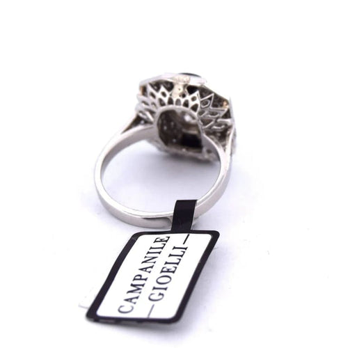 Bague 54 Bague Art déco en platine avec onyx et diamants 58 Facettes AN445