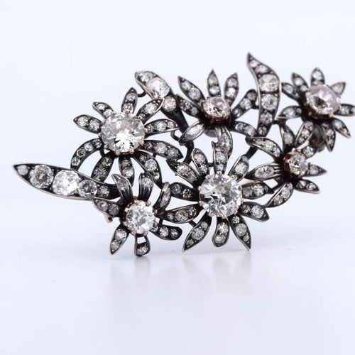 Broche Broche ancienne - Époque victorienne en or jaune 18 ct, argent et diamants 58 Facettes