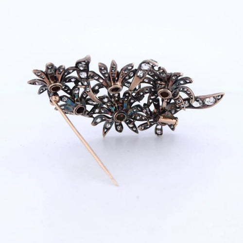 Broche Broche ancienne - Époque victorienne en or jaune 18 ct, argent et diamants 58 Facettes
