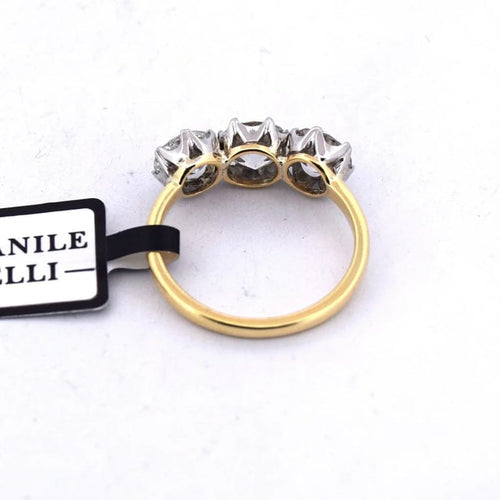 Bague 56 Bague ancienne sertie de diamants en platine et or jaune 18 carats 58 Facettes