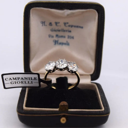 Bague 56 Bague ancienne sertie de diamants en platine et or jaune 18 carats 58 Facettes