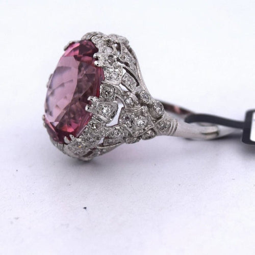 Bague 49 Bague en platine avec tourmaline 8,00 ct et diamants 0,50 ct 58 Facettes AN532