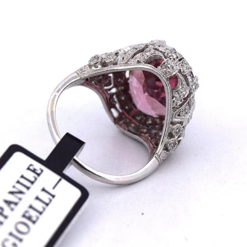 Bague 49 Bague en platine avec tourmaline 8,00 ct et diamants 0,50 ct 58 Facettes AN532