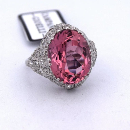 Bague 49 Bague en platine avec tourmaline 8,00 ct et diamants 0,50 ct 58 Facettes AN532