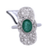 Bague 56 Bague style Art déco en or blanc 18 carats, émeraude et diamants 58 Facettes AN49