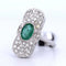 Bague 56 Bague style Art déco en or blanc 18 carats, émeraude et diamants 58 Facettes AN49