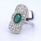 Bague 56 Bague style Art déco en or blanc 18 carats, émeraude et diamants 58 Facettes AN49