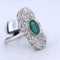 Bague 56 Bague style Art déco en or blanc 18 carats, émeraude et diamants 58 Facettes AN49