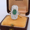 Bague 56 Bague style Art déco en or blanc 18 carats, émeraude et diamants 58 Facettes AN49