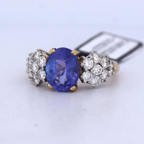Bague 55 Bague ancienne en or jaune 18 carats avec saphir et diamants 58 Facettes AN502