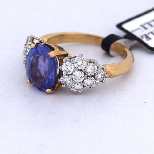 Bague 55 Bague ancienne en or jaune 18 carats avec saphir et diamants 58 Facettes AN502