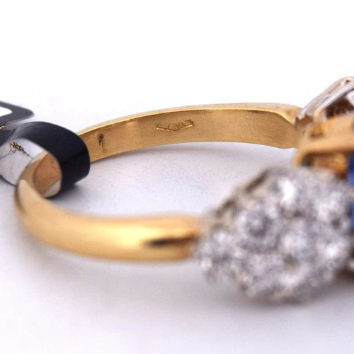 Bague 55 Bague ancienne en or jaune 18 carats avec saphir et diamants 58 Facettes AN502