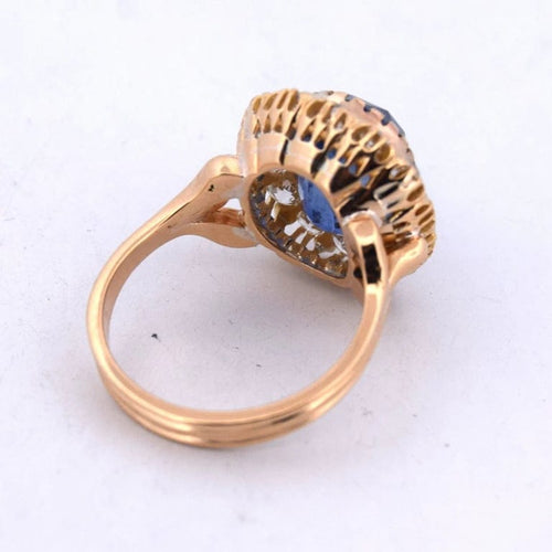 Bague 54 Bague ancienne en or jaune 18 carats avec saphir et diamants 58 Facettes AN563