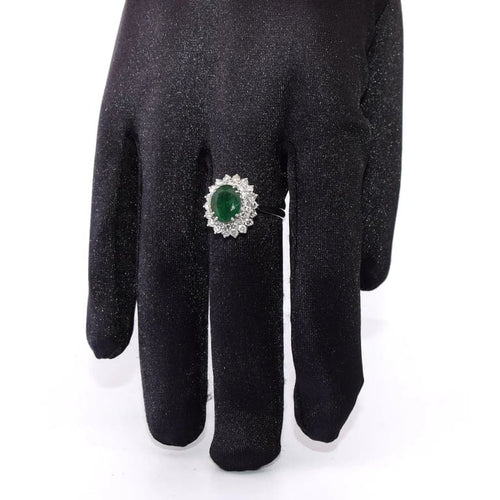 Bague 56 Bague en or blanc 18 carats avec émeraude 2,40 ct et diamants 58 Facettes AN541