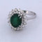 Bague 56 Bague en or blanc 18 carats avec émeraude 2,40 ct et diamants 58 Facettes AN541