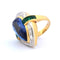 Bague 53 Bague vintage en or jaune 18 carats avec saphir, émeraudes et diamants 58 Facettes AN511