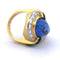 Bague 53 Bague vintage en or jaune 18 carats avec saphir, émeraudes et diamants 58 Facettes AN511