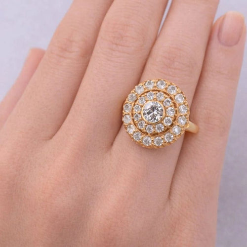 Bague 54 Bague victorienne en or jaune 18 carats et diamants 58 Facettes AN556