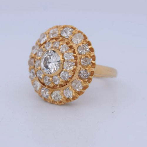 Bague 54 Bague victorienne en or jaune 18 carats et diamants 58 Facettes AN556