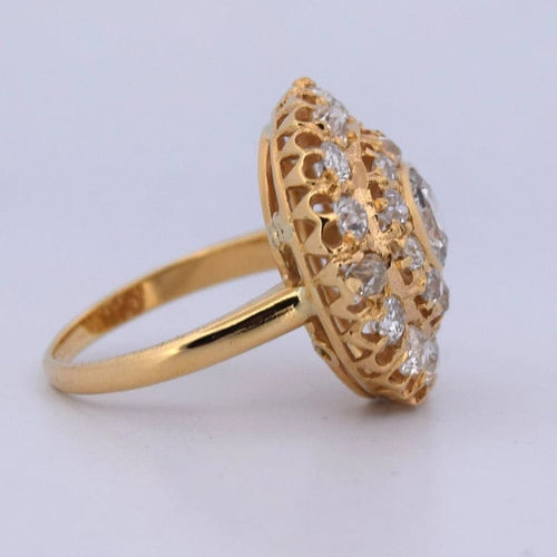 Bague 54 Bague victorienne en or jaune 18 carats et diamants 58 Facettes AN556
