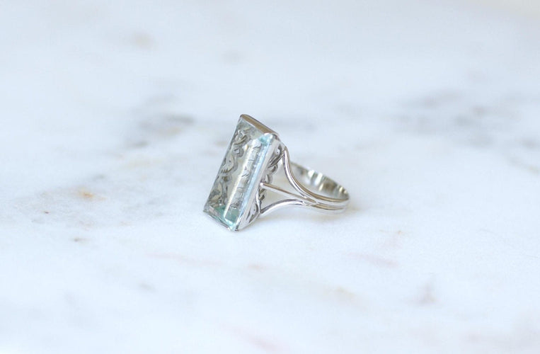 Bague 58 Bague Cocktail aigue-marine 8,00 ct en or blanc 58 Facettes