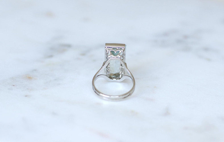 Bague 58 Bague Cocktail aigue-marine 8,00 ct en or blanc 58 Facettes