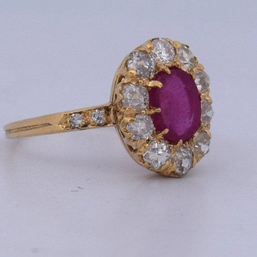 Bague 52 Bague victorienne en or jaune 18 carats avec rubis et diamants 58 Facettes AN558