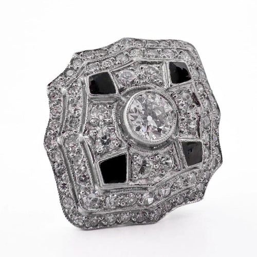 Bague 53 Bague Art déco en platine avec diamants 1,74 ct 58 Facettes AN535