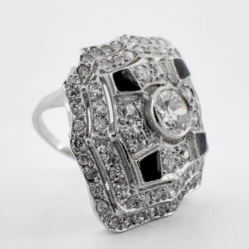 Bague 53 Bague Art déco en platine avec diamants 1,74 ct 58 Facettes AN535