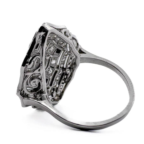 Bague 53 Bague Art déco en platine avec diamants 1,74 ct 58 Facettes AN535