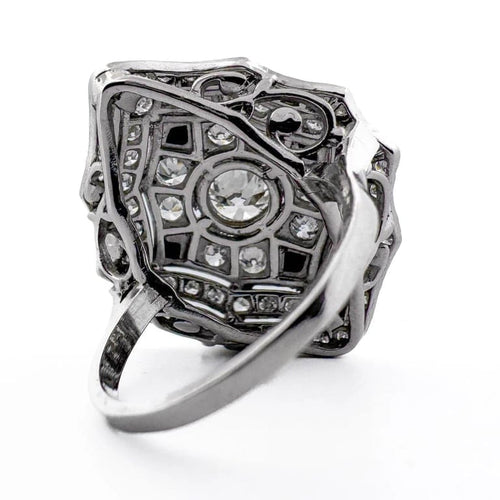Bague 53 Bague Art déco en platine avec diamants 1,74 ct 58 Facettes AN535