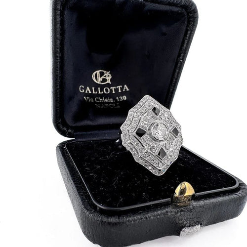 Bague 53 Bague Art déco en platine avec diamants 1,74 ct 58 Facettes AN535
