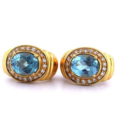 Boucles d'oreilles Damiani - Boucles d'oreilles en or jaune 18 carats topazes bleues et diamants 58 Facettes OR203