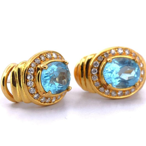 Boucles d'oreilles Damiani - Boucles d'oreilles en or jaune 18 carats topazes bleues et diamants 58 Facettes OR203