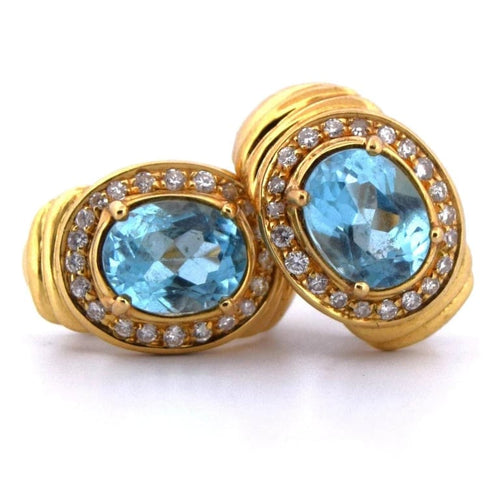 Boucles d'oreilles Damiani - Boucles d'oreilles en or jaune 18 carats topazes bleues et diamants 58 Facettes OR203