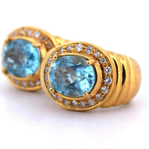 Boucles d'oreilles Damiani - Boucles d'oreilles en or jaune 18 carats topazes bleues et diamants 58 Facettes OR203