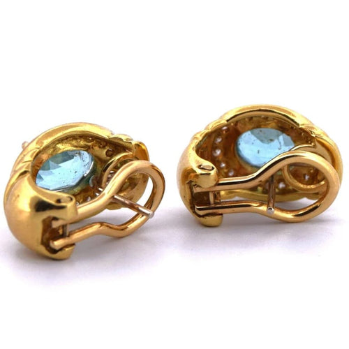 Boucles d'oreilles Damiani - Boucles d'oreilles en or jaune 18 carats topazes bleues et diamants 58 Facettes OR203