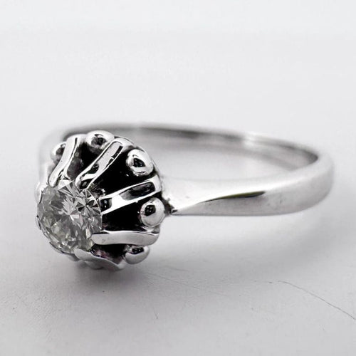 Bague 53 Bague vintage - Bague en or blanc 18 carats et diamant 0,15 ct 58 Facettes AN548