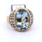 Bague 55 Bague vintage en or jaune 18 carats avec aigue-marine et diamants 58 Facettes AN501