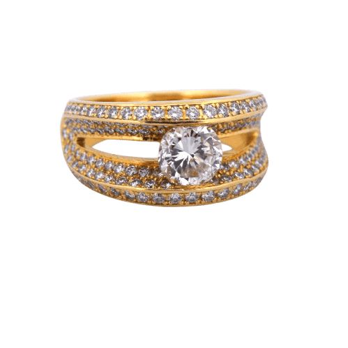 Bague 56 Bague vintage en or jaune 18 carats et diamant taille brillant 58 Facettes AN562