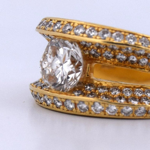 Bague 56 Bague vintage en or jaune 18 carats et diamant taille brillant 58 Facettes AN562