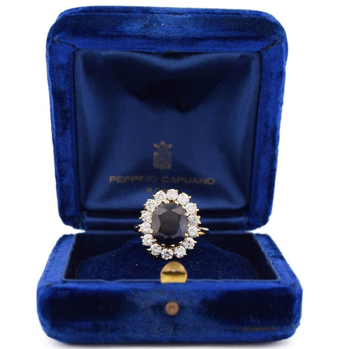 Bague 55 Bague vintage en or jaune 18 carats avec saphir et diamants 58 Facettes AN485