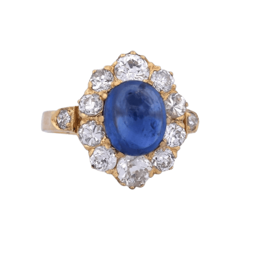 Bague 54 Bague marguerite victorienne en or jaune 18 ct avec saphir et diamants 58 Facettes AN557