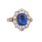 Bague 54 Bague marguerite victorienne en or jaune 18 ct avec saphir et diamants 58 Facettes AN557