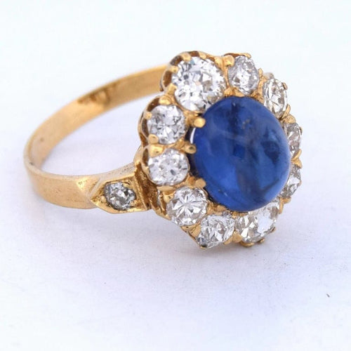 Bague 54 Bague marguerite victorienne en or jaune 18 ct avec saphir et diamants 58 Facettes AN557