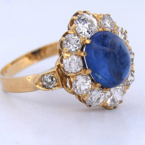 Bague 54 Bague marguerite victorienne en or jaune 18 ct avec saphir et diamants 58 Facettes AN557
